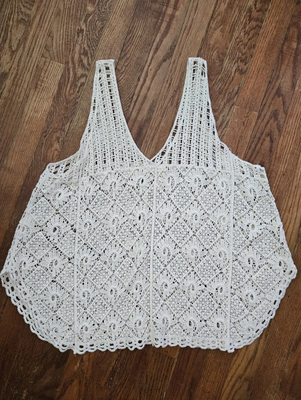 Adiva Crochet Sleeveless Blouse Size XL Cream Festival Boho Feminine Tank Top - Picture 7 of 12